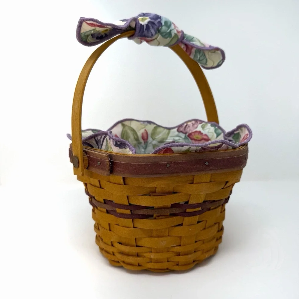 Longaberger 2000 May Series Morning Glory Basket Set Liner Protector USA